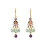 Turquoise and purple drop earrings. 