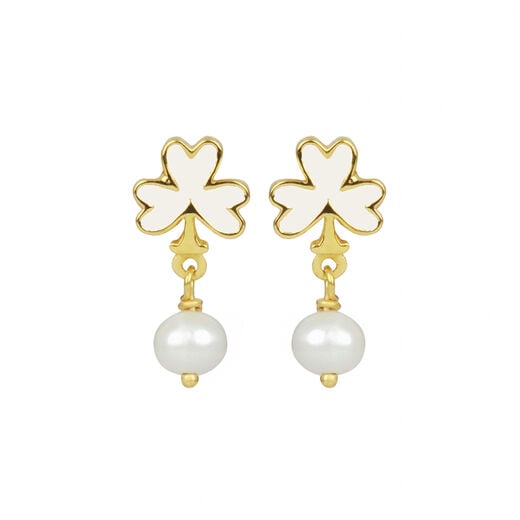 White club and pearl stud earrings by Ottoman Hands