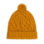 Yellow cable wool bobble hat