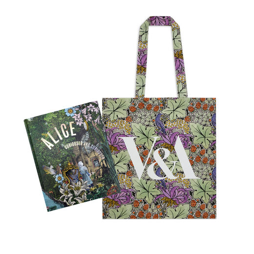 Alice, Curiouser and Curiouser exhibition book & V&A Birds and Strawberries tote bag