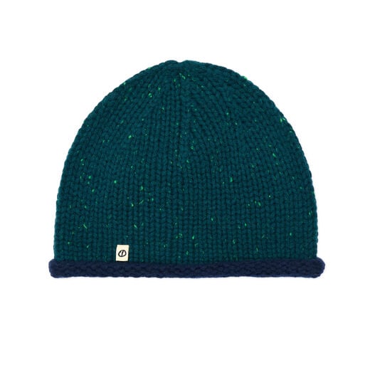 Teal organic cashmere beanie