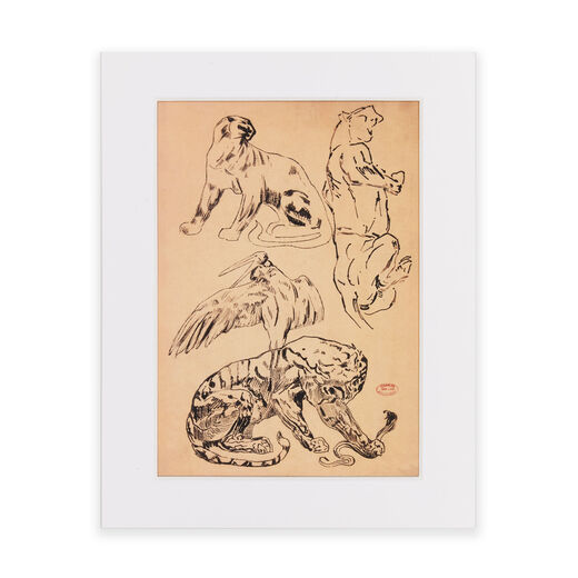 An archival quality print reproducing a Charles Jacqueau study for Cartier, mounted in white.