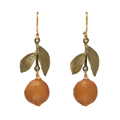 Orange drop hook earrings by Michael Michaud