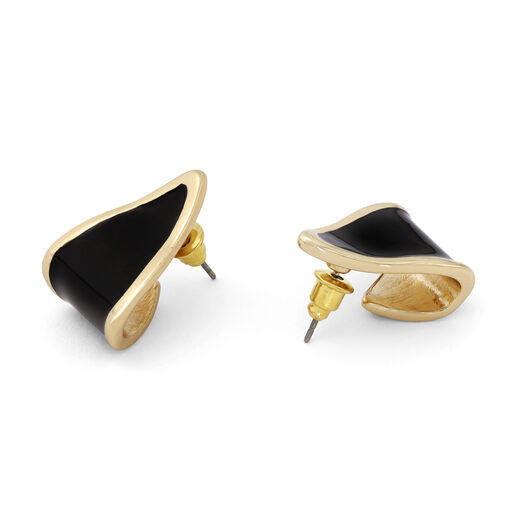 Black enamel stud earrings