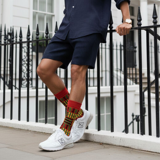 Kuba patterned red socks by Afropop