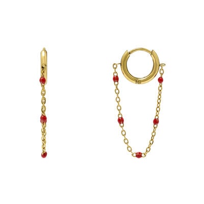 Suspended chain hoop earrings