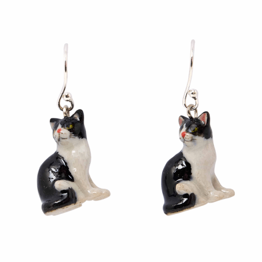 Black and white cat earrings by And Mary&nbsp;