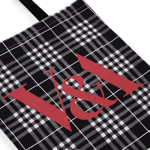 White plaid tote bag