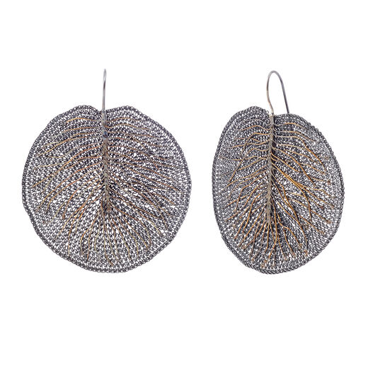 Leaf knit hook earrings by Milena Zu
