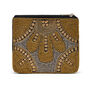 Small purse with intricate golden and silver beadwork