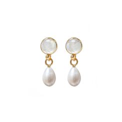 Moonstone and freshwater pearl earrings by Mirabelle