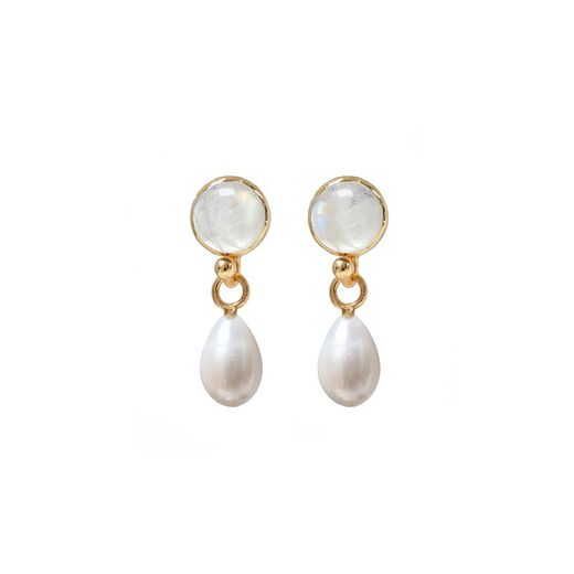 Moonstone and freshwater pearl earrings by Mirabelle