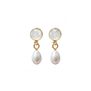 Moonstone and freshwater pearl earrings by Mirabelle