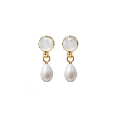 Moonstone and freshwater pearl earrings by Mirabelle