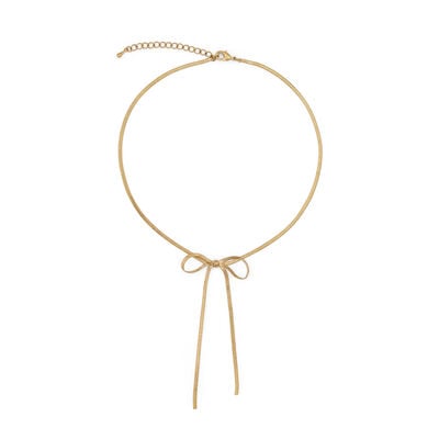 Herringbone bow tie choker necklace