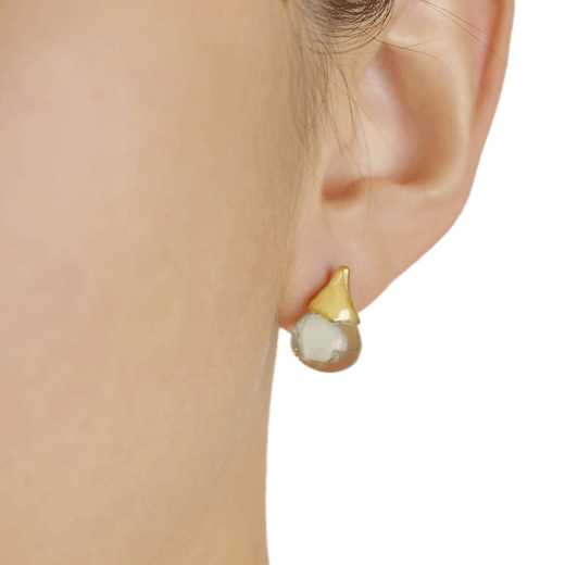 Green amethyst acorn stud earrings by Mounir