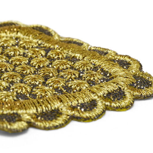 Gold heart embroiedered patch