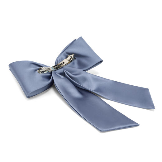 Blue satin bow hair clip