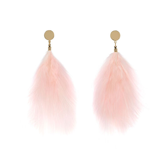 Pink feather earrings