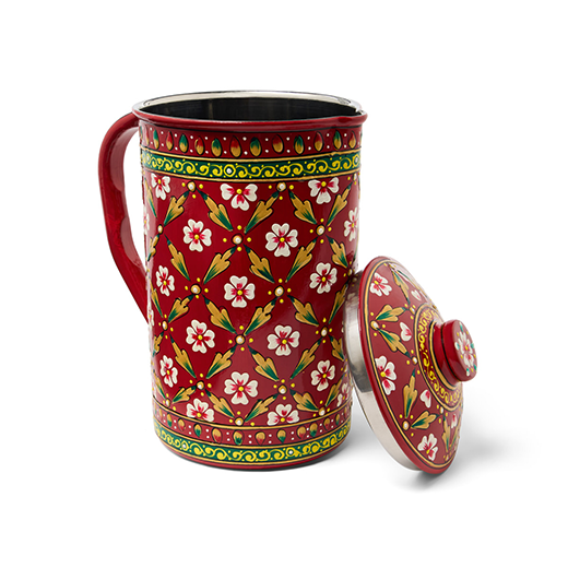 Decorative red floral pitcher