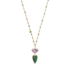 Green agate heart necklace by Katerina Psoma