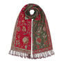 Red and green floral wool blend scarf