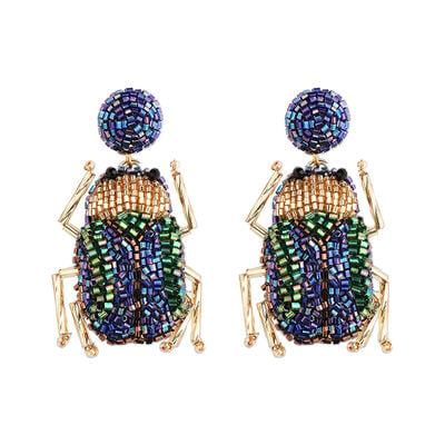 Beetle beadwork earrings by Olivia Dar