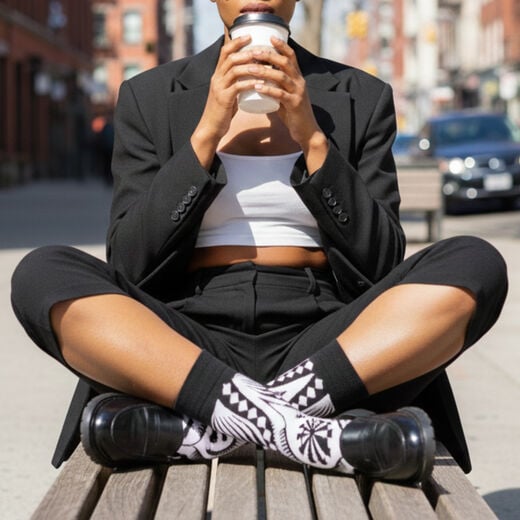 Dashiki black & white socks by Afropop