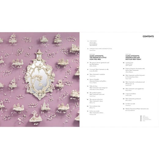 Book spread of the Marie Antoinette Style exhibition book.
