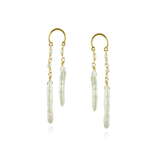 Keshi pearl stud earrings by Mounir