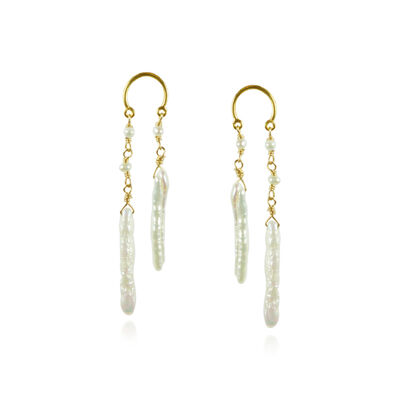 Keshi pearl stud earrings by Mounir