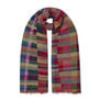 Multicoloured embroidered checked wool scarf