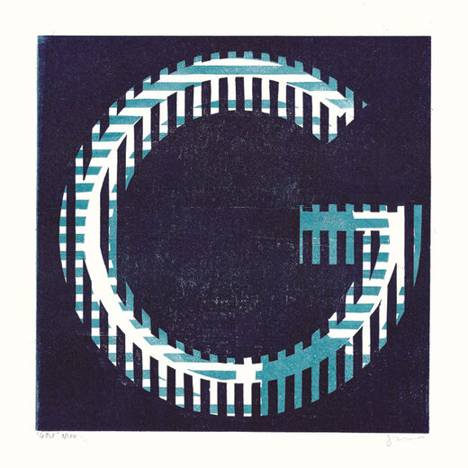 G by James Brown (Alphabet Lino Print)