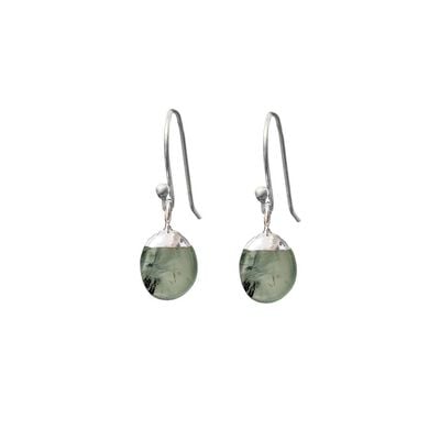 Prehnite hoop earrings by Mirabelle