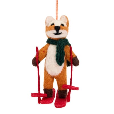 Skiing fox Christmas decoration