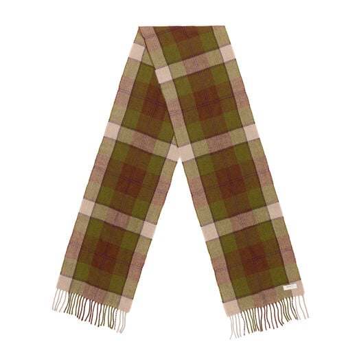Earthy plaid merino lambswool scarf