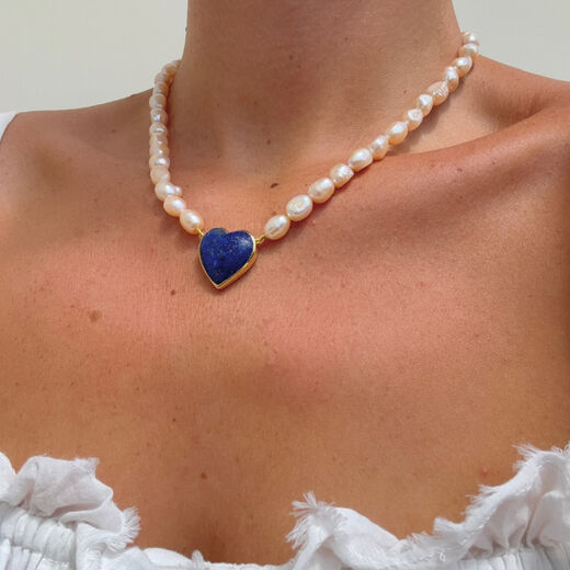 Lapis and rose pearl necklace by Carousel Jewels