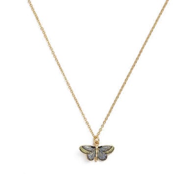 Blue enamel butterfly necklace by Fable England