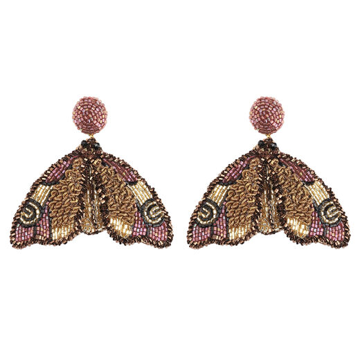 Moth beadwork earrings by Olivia Dar