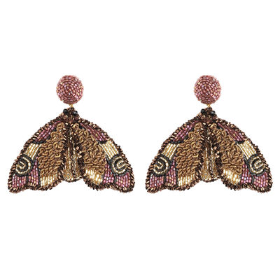 Moth beadwork earrings by Olivia Dar