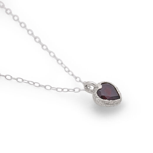 Garnet heart silver necklace by Jo Cooper