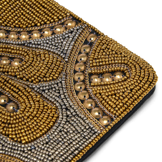 Beaded metallic purse