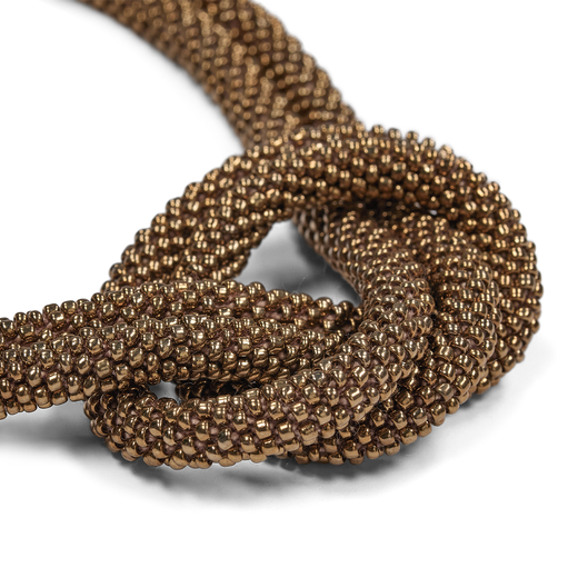Antique gold glass bead knot necklace