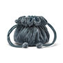 Blue velvet drawstring pouch for storing jewellery.