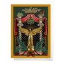 Christmas greeting cards pack with a festive illustration inspired to the Spirit of Gaiety with christmassy gold, re, green tones