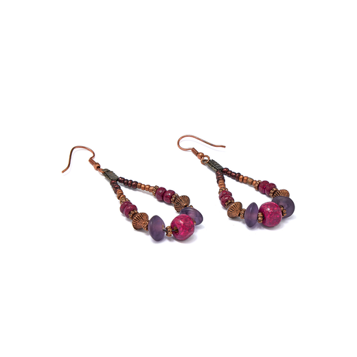 Purple bead hook earrings