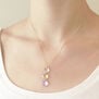 A model wearing a necklace featuring cushion cut stones.