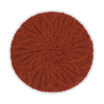 Orange cable wool beret