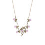 Hand painted bronze necklace adorned with delicate pink blush glass roses