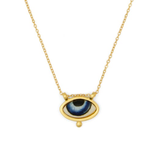Porcelain evil eye pendant necklace by Ottoman Hands